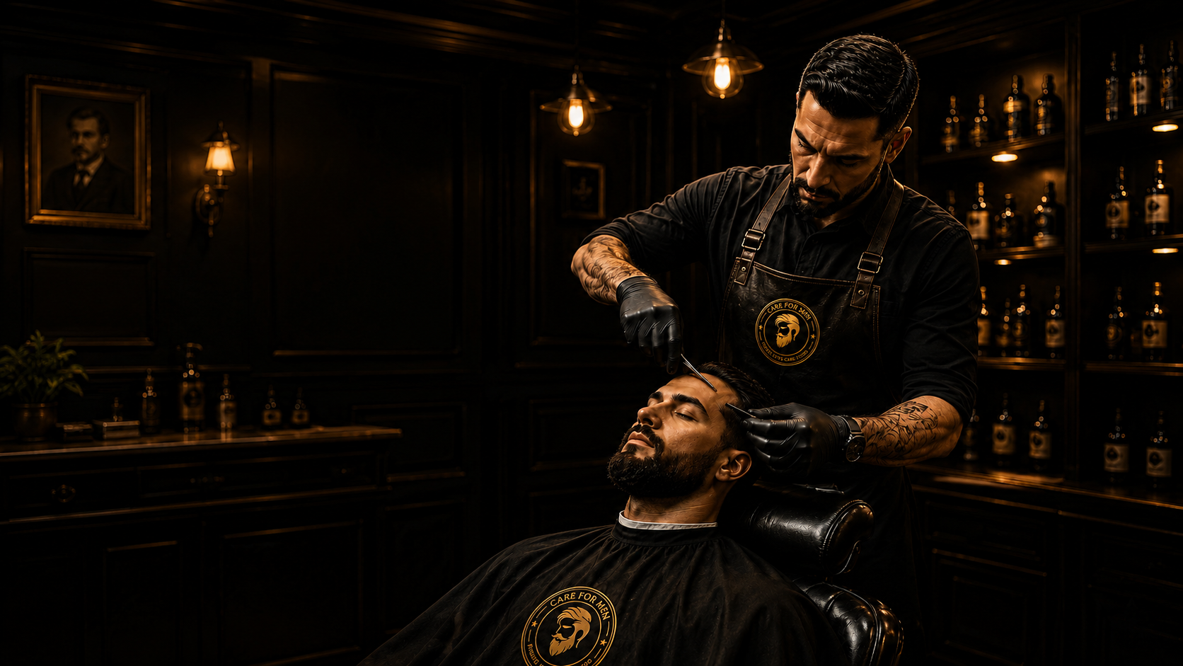 Ambiente interno premium da barbearia