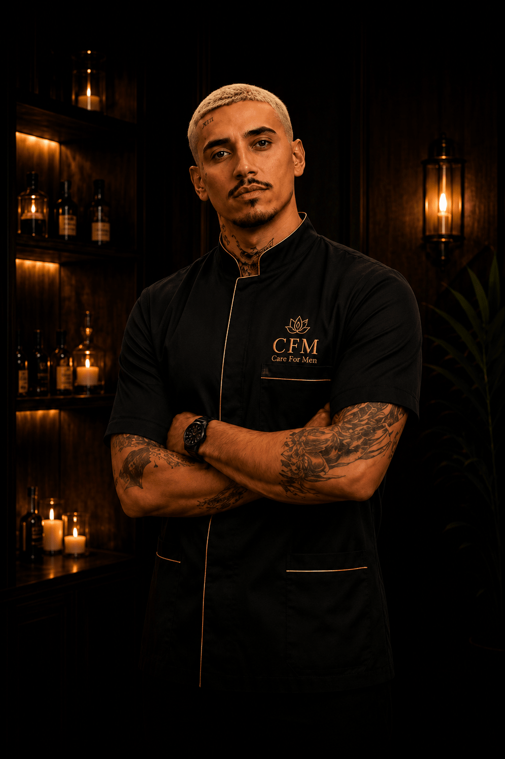 Depilador Jorge em uniforme preto premium Care For Men